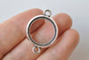Antique Silver Double Sided Cabochon Connector Settings Set of 10 A3609