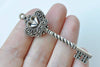 4 pcs of Antique Silver Twisted Crown Key Charms 20x61mm A7537