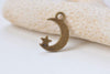 20 pcs Antique Bronze Crescent Moon Star Charms 11x17mm A7448