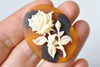 Gorgeous 1 pc Resin Rose Flower Oval Cameo Cabochon 30x40mm A7061