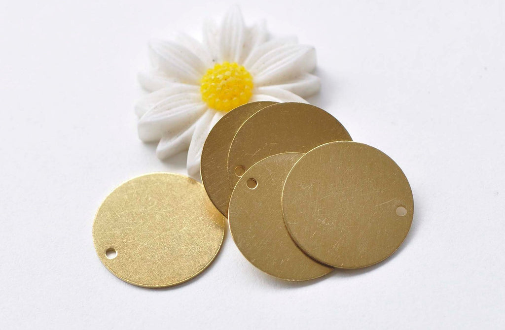 20 pcs Raw Brass Flat Round Blank Disc Coin Charms A5715