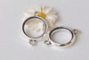 Antique Silver Double Sided Cabochon Connector Settings Set of 10 A3609