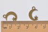 20 pcs Antique Bronze Crescent Moon Star Charms 11x17mm A7448