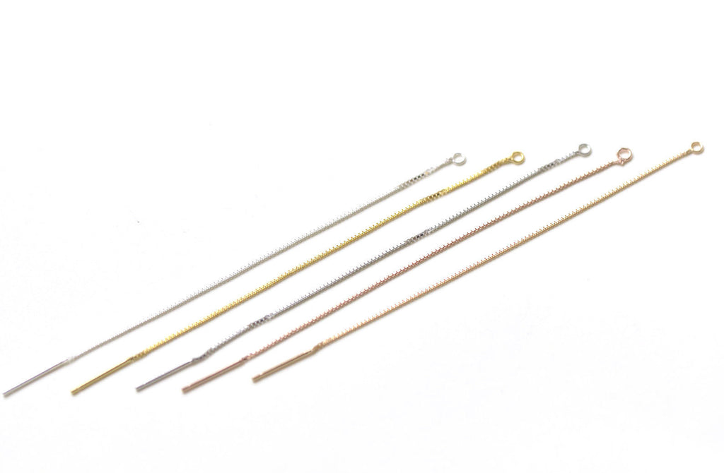 1 Pair Sterling Silver Box Chain Long Dangle Tassel Earring Pendants 90mm