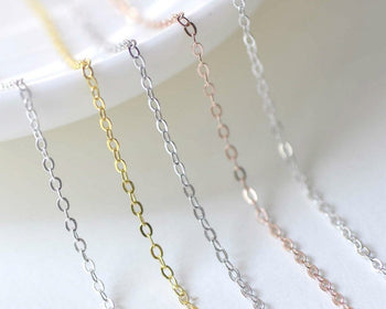 3.3ft Sterling Silver Flat Oval Cable Chain Silver/Platinum/Gold/Rose Gold