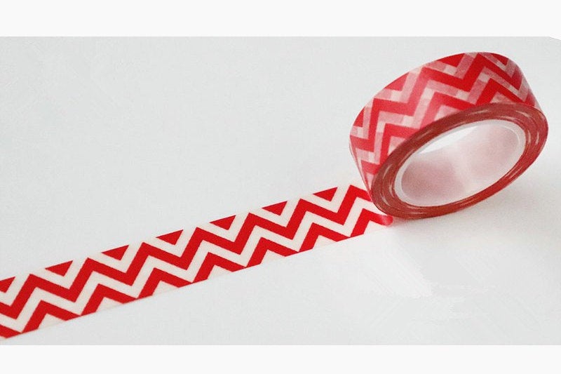 Cute Red Wave Masking Washi Tape 15mm x 10M Roll A12860
