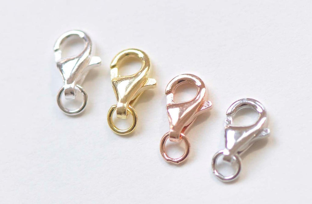 4 pcs 925 Sterling Silver Parrot Lobster Clasps 8mm With Jump Ring