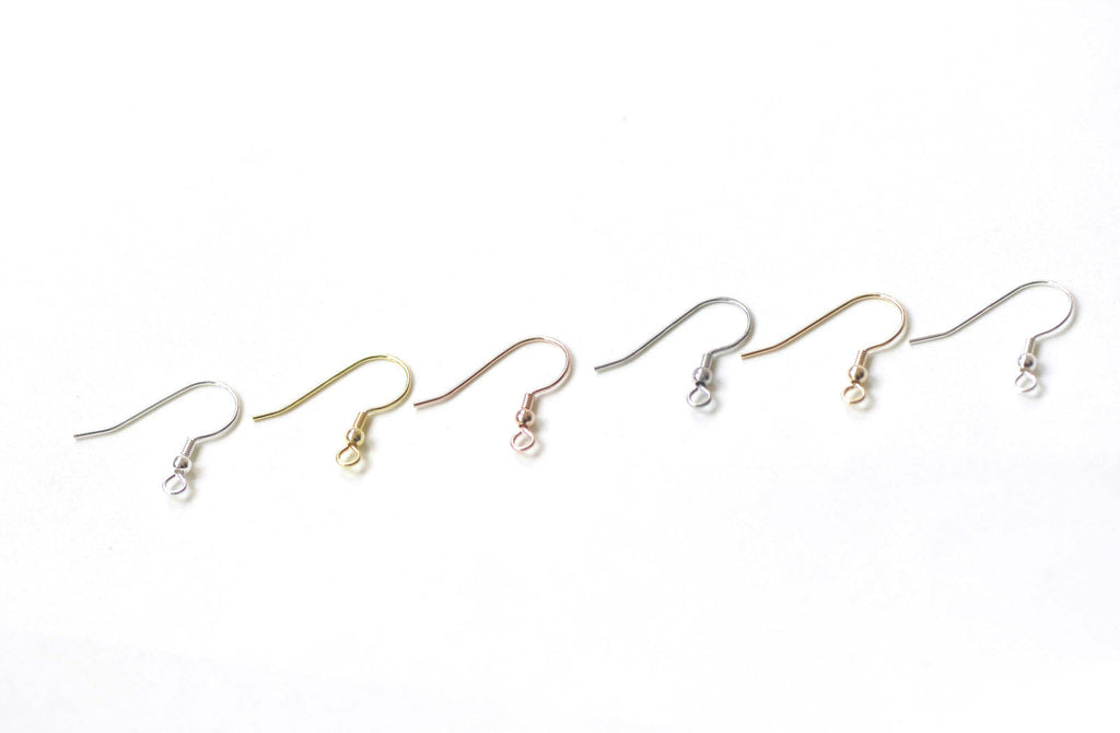 4 pcs (2 Pairs) Solid 925 Sterling Silver Ball Earring Hook Earwires Findings