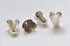 Shiny Silver Four Petal Flower Cone Bead Caps 10x12mm