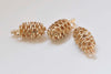 4 pcs Champagne Gold Plated Brass Acorns Pinecone Pendants Charms 8x10x19mm A5263