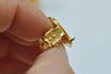 24K Gold Perforated Sieve Bezel Cup Ear Clips Findings Match 16mm Cabochon Set of 10 A5999
