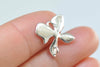 Silver/Champagne Gold Four Petal Butterfly Flower Charms With Back Loop Set of 6