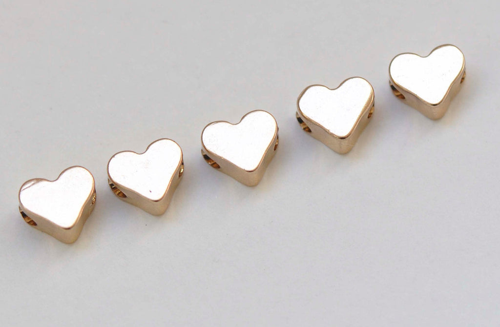 Tiny Blank Heart Spacer Beads Anti Tarnish 24K Champagne Gold Charms 4.5x5mm/6x7mm