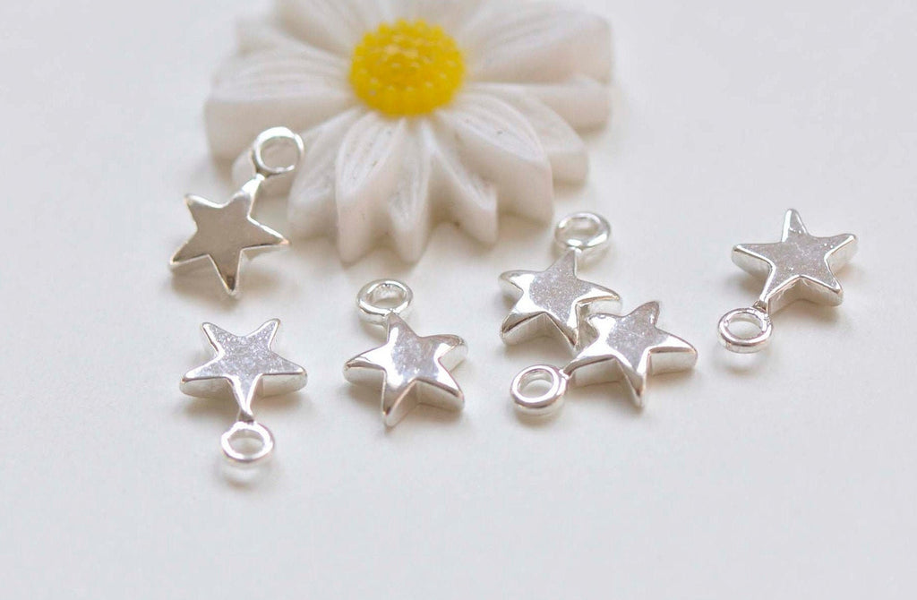 Platinum Blank Star Charms 7x10mm Set of 10 A4879