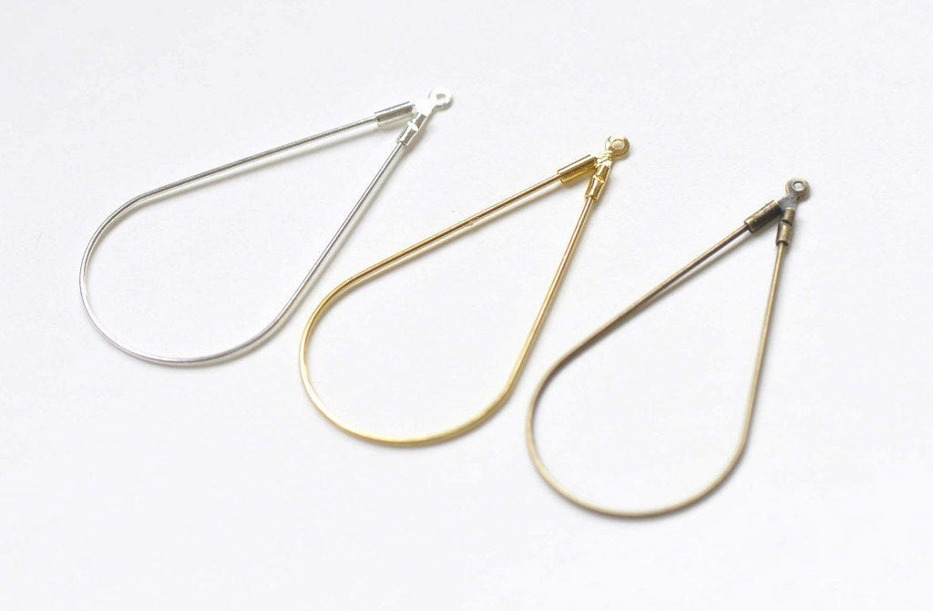 20 pcs Bronze/Silver/Gold Openable Earwire Teardrop Earring Hoops 23x45mm