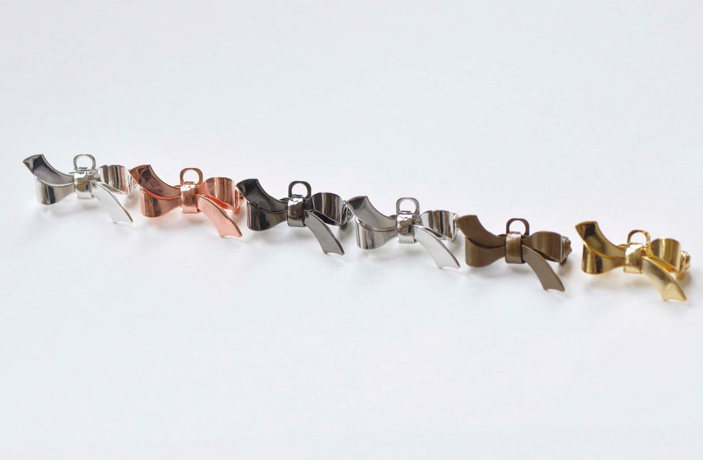 10 pcs Brass Bow Safety Pin Brooch Findings 17x28mm