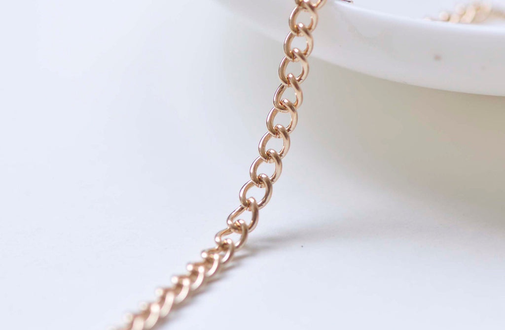 16ft (5m) of Light Gold Tone Steel Curb Chain Link Size 2.8mm A409