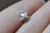 Shiny Silver Puffy Star Charms Blank Charms 7mm Set of 50 pcs A8769