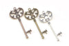 5 pcs Filigree Crown Skeleton Key Pendants Charms 30x69mm Double Sided Antique Bronze/Silver/Copper