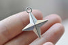 Antique Silver Four Pointed Star Charm Pendants 25x30mm Set of 10 A1896