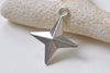 Antique Silver Four Pointed Star Charm Pendants 25x30mm Set of 10 A1896