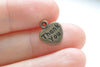 30 pcs Antique Bronze Small Thank You Heart Charms 11x12mm A8288