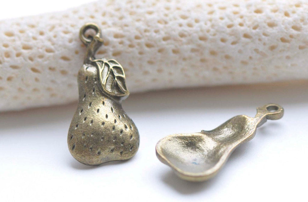 10 pcs Antique Bronze Pear Fruit Charms 11x22mm A8927