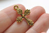 20 pcs Antique Gold Flower Cross Charms 17x26mm A8930