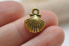 Antique Gold Scallop Sea Shell Charms 11x14mm Set of 20 A1960