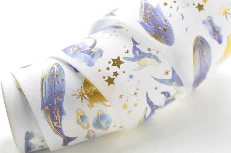 Lovely Whale Wide Washi Tape Foil Gold Paper Tape 40mm x 3M A13291