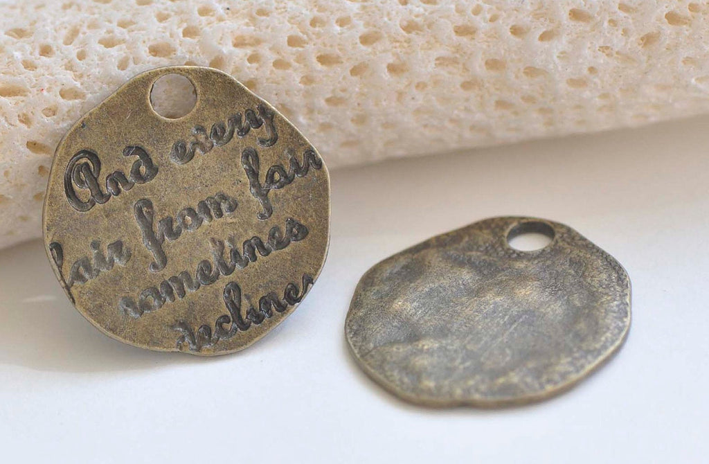 Irregular Engraved Sayings Pendants Antique Bronze English Words Charms 18mm Set of 20 A5392