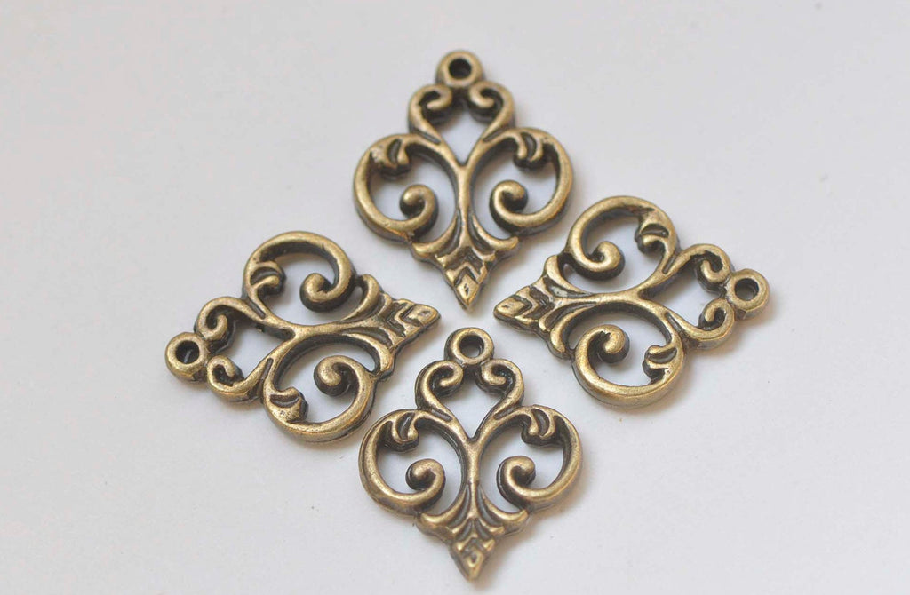 Antique Bronze Fancy Flower Charms 13x16mm Set of 20 A1000