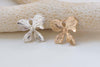 Silver/Champagne Gold Four Petal Butterfly Flower Charms With Back Loop Set of 6