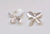 Silver/Champagne Gold Four Petal Butterfly Flower Charms With Back Loop Set of 6