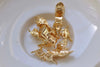 10 pcs 24K Gold High Heel Shoes Lady Floral Sandals Charms Pendants 7x20mm A4986