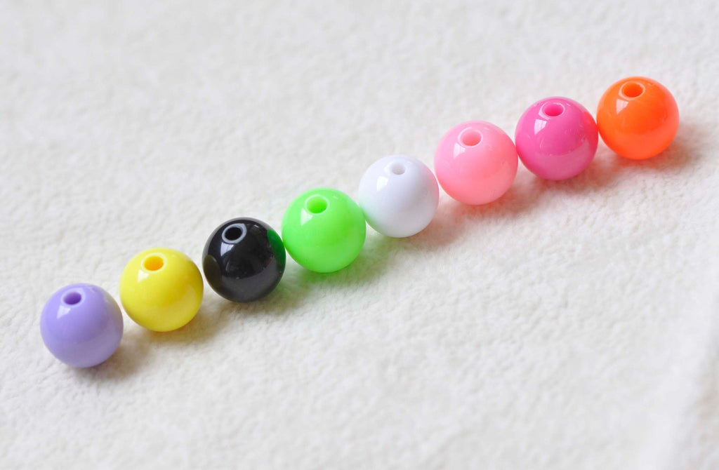 Acrylic Mixed Solid Color Round Beads Size 12mm Set of 50 A2408