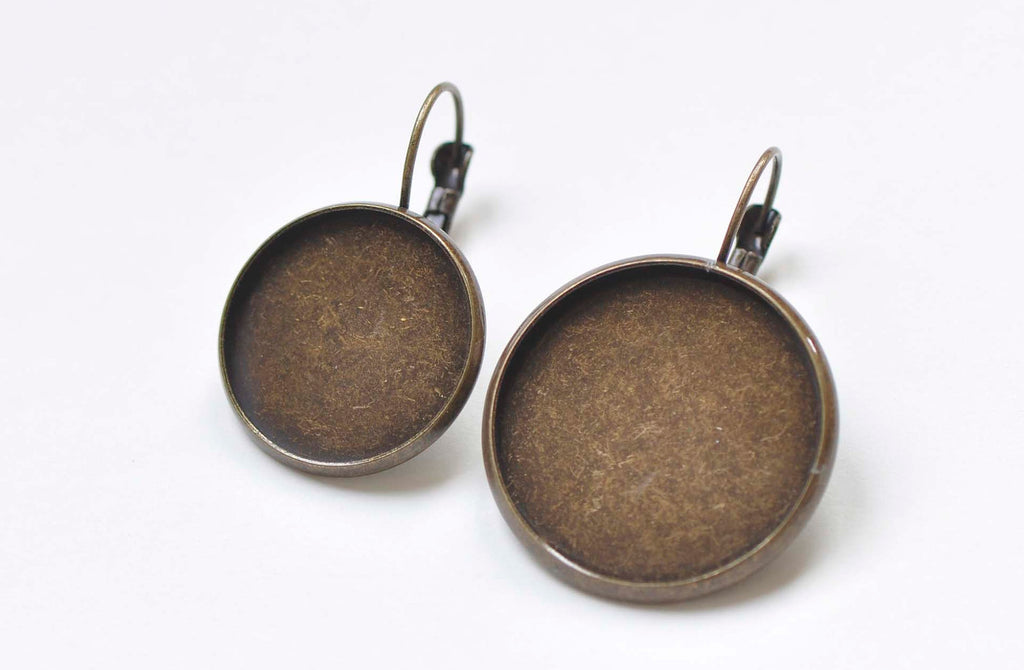 10 pcs Antique Bronze Base Bezel Setting French Earwire Findings