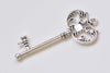 5 pcs Filigree Crown Skeleton Key Pendants Charms 30x69mm Double Sided Antique Bronze/Silver/Copper