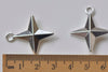 Antique Silver Four Pointed Star Charm Pendants 25x30mm Set of 10 A1896