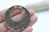 Flower Ring Pendants Antique Bronze Large Filigree Circle Charms 40mm Set of 10 A6057