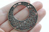 Flower Ring Pendants Antique Bronze Large Filigree Circle Charms 40mm Set of 10 A6057