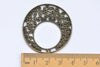 Flower Ring Pendants Antique Bronze Large Filigree Circle Charms 40mm Set of 10 A6057