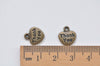 30 pcs Antique Bronze Small Thank You Heart Charms 11x12mm A8288