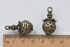 6 pcs Antique Bronze 3D Filigree Lantern Lamp Pendant Charms 13x28mm
