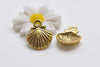 Antique Gold Scallop Sea Shell Charms 11x14mm Set of 20 A1960