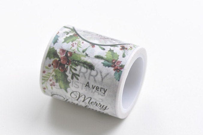 Flower Paper Tape Merry Christmas Happy Holiday Planner Washi Tape 40mm x 5M A10080
