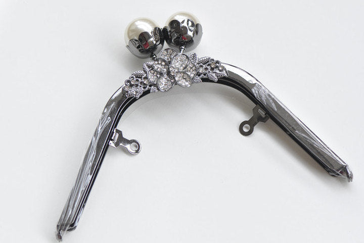 Retro Pearl Head Purse Frame With Screws Handle Purse Frame 18cm ( 7")