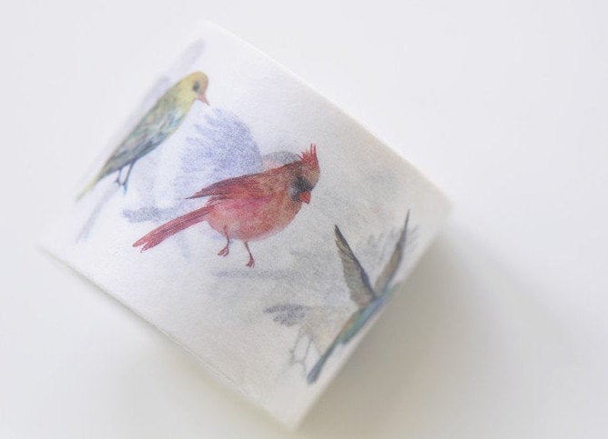 Retro Wide Washi Tape Bird Flower Masking Tape 30mm Wide x 5M Long A12255
