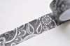 Retro Floral Design Black Washi Tape 20mm Wide x 5M A12136