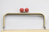 22cm (8") Retro Bronze Purse Frame With Large Red Kisslock Glue-In Style Closure Frame 22x9cm